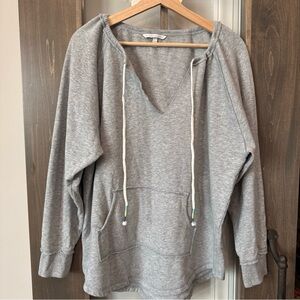 Victorias Secret Angel Wing Logo Neck Tie String Sweatshirt Hoodie Gray Womens L